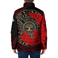 Yggdrasil Padded Jacket with Red Norse Dragon and Runes Viking Heritage Tribute - Wonder Print Shop