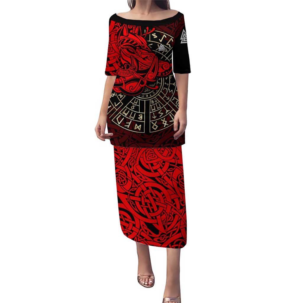 Yggdrasil Puletasi with Red Norse Dragon and Runes Viking Heritage Tribute - Wonder Print Shop
