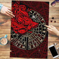 Yggdrasil Puzzle with Red Norse Dragon and Runes Viking Heritage Tribute - Wonder Print Shop