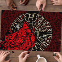 Yggdrasil Puzzle with Red Norse Dragon and Runes Viking Heritage Tribute - Wonder Print Shop