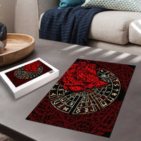 Yggdrasil Puzzle with Red Norse Dragon and Runes Viking Heritage Tribute - Wonder Print Shop