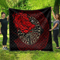 Yggdrasil Quilt with Red Norse Dragon and Runes Viking Heritage Tribute - Wonder Print Shop