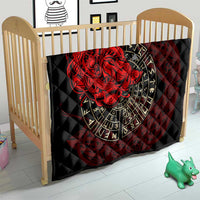 Yggdrasil Quilt with Red Norse Dragon and Runes Viking Heritage Tribute - Wonder Print Shop