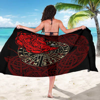 Yggdrasil Sarong with Red Norse Dragon and Runes Viking Heritage Tribute - Wonder Print Shop