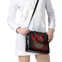 Yggdrasil Shoulder Handbag with Red Norse Dragon and Runes Viking Heritage Tribute - Wonder Print Shop