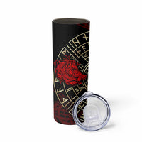 Yggdrasil Skinny Tumbler with Red Norse Dragon and Runes Viking Heritage Tribute - Wonder Print Shop