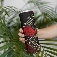 Yggdrasil Skinny Tumbler with Red Norse Dragon and Runes Viking Heritage Tribute - Wonder Print Shop