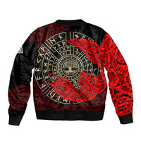 Yggdrasil Sleeve Zip Bomber Jacket with Red Norse Dragon and Runes Viking Heritage Tribute - Wonder Print Shop