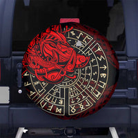 Yggdrasil Spare Tire Cover with Red Norse Dragon and Runes Viking Heritage Tribute - Wonder Print Shop