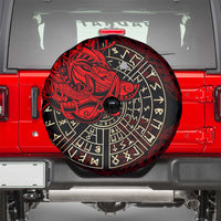 Yggdrasil Spare Tire Cover with Red Norse Dragon and Runes Viking Heritage Tribute - Wonder Print Shop
