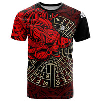 Yggdrasil T Shirt with Red Norse Dragon and Runes Viking Heritage Tribute - Wonder Print Shop