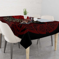 Yggdrasil Tablecloth with Red Norse Dragon and Runes Viking Heritage Tribute - Wonder Print Shop