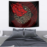 Yggdrasil Tapestry with Red Norse Dragon and Runes Viking Heritage Tribute - Wonder Print Shop