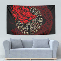 Yggdrasil Tapestry with Red Norse Dragon and Runes Viking Heritage Tribute - Wonder Print Shop