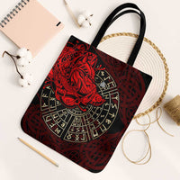 Yggdrasil Tote Bag with Red Norse Dragon and Runes Viking Heritage Tribute - Wonder Print Shop