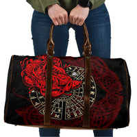 Yggdrasil Travel Bag with Red Norse Dragon and Runes Viking Heritage Tribute - Wonder Print Shop