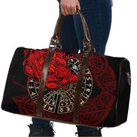 Yggdrasil Travel Bag with Red Norse Dragon and Runes Viking Heritage Tribute - Wonder Print Shop