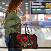 Yggdrasil Travel Bag with Red Norse Dragon and Runes Viking Heritage Tribute - Wonder Print Shop