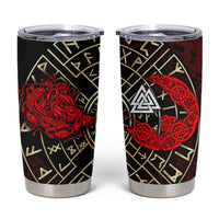 Yggdrasil Tumbler Cup with Red Norse Dragon and Runes Viking Heritage Tribute - Wonder Print Shop