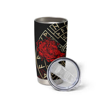 Yggdrasil Tumbler Cup with Red Norse Dragon and Runes Viking Heritage Tribute - Wonder Print Shop