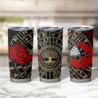 Yggdrasil Tumbler Cup with Red Norse Dragon and Runes Viking Heritage Tribute - Wonder Print Shop