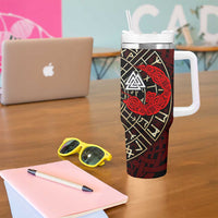 Yggdrasil Tumbler With Handle with Red Norse Dragon and Runes Viking Heritage Tribute - Wonder Print Shop