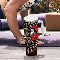 Yggdrasil Tumbler With Handle with Red Norse Dragon and Runes Viking Heritage Tribute - Wonder Print Shop