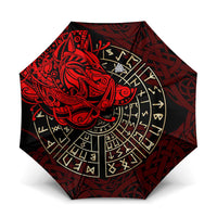 Yggdrasil Umbrella with Red Norse Dragon and Runes Viking Heritage Tribute - Wonder Print Shop