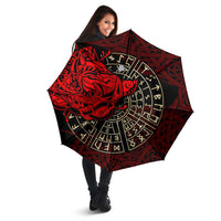 Yggdrasil Umbrella with Red Norse Dragon and Runes Viking Heritage Tribute - Wonder Print Shop