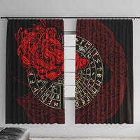 Yggdrasil Window Curtain with Red Norse Dragon and Runes Viking Heritage Tribute - Wonder Print Shop