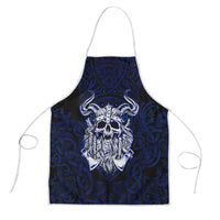 Vikings Skull Apron with Horned Helmet, Blue Axes and Runes Norse Warrior Tribute - Wonder Print Shop