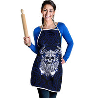 Vikings Skull Apron with Horned Helmet, Blue Axes and Runes Norse Warrior Tribute - Wonder Print Shop