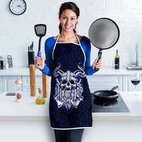 Vikings Skull Apron with Horned Helmet, Blue Axes and Runes Norse Warrior Tribute - Wonder Print Shop