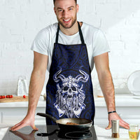 Vikings Skull Apron with Horned Helmet, Blue Axes and Runes Norse Warrior Tribute - Wonder Print Shop