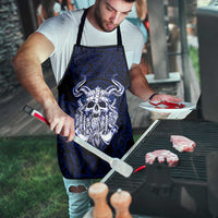 Vikings Skull Apron with Horned Helmet, Blue Axes and Runes Norse Warrior Tribute - Wonder Print Shop