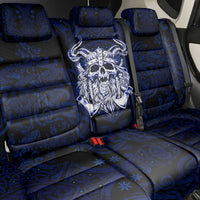 Vikings Skull Back Car Seat Cover with Horned Helmet, Blue Axes and Runes Norse Warrior Tribute - Wonder Print Shop