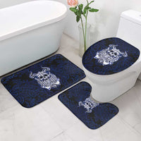 Vikings Skull Bathroom Set with Horned Helmet, Blue Axes and Runes Norse Warrior Tribute - Wonder Print Shop