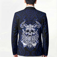 Vikings Skull Blazer with Horned Helmet, Blue Axes and Runes Norse Warrior Tribute - Wonder Print Shop