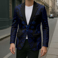 Vikings Skull Blazer with Horned Helmet, Blue Axes and Runes Norse Warrior Tribute - Wonder Print Shop