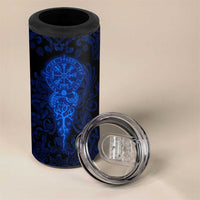 Vikings Skull 4 in 1 Can Cooler Tumbler with Horned Helmet, Blue Axes and Runes Norse Warrior Tribute - Wonder Print Shop