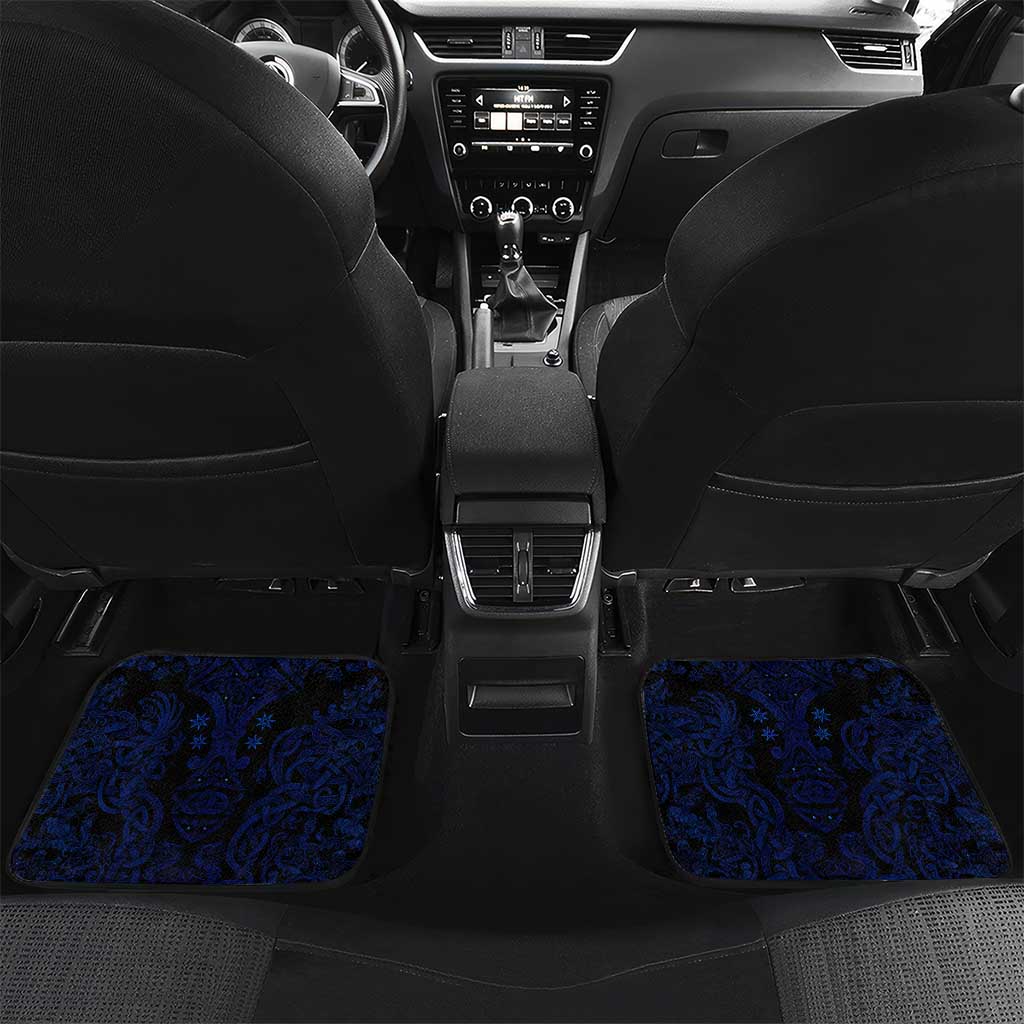 Vikings Skull Car Mats with Horned Helmet, Blue Axes and Runes Norse Warrior Tribute - Wonder Print Shop