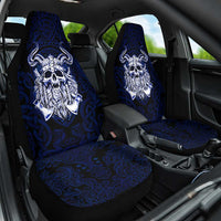 Vikings Skull Car Seat Cover with Horned Helmet, Blue Axes and Runes Norse Warrior Tribute - Wonder Print Shop