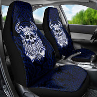 Vikings Skull Car Seat Cover with Horned Helmet, Blue Axes and Runes Norse Warrior Tribute - Wonder Print Shop
