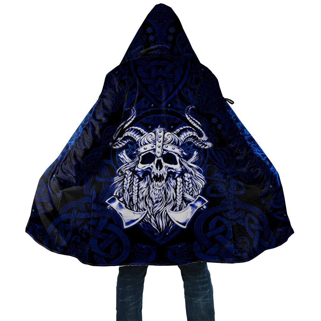 Vikings Skull Cloak with Horned Helmet, Blue Axes and Runes Norse Warrior Tribute - Wonder Print Shop