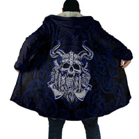 Vikings Skull Cloak with Horned Helmet, Blue Axes and Runes Norse Warrior Tribute - Wonder Print Shop