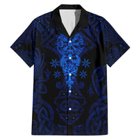 Vikings Skull Family Matching Mermaid Dress and Hawaiian Shirt with Horned Helmet, Blue Axes and Runes Norse Warrior Tribute - Wonder Print Shop