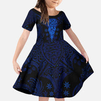 Vikings Skull Family Matching Summer Maxi Dress and Hawaiian Shirt with Horned Helmet, Blue Axes and Runes Norse Warrior Tribute - Wonder Print Shop