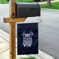 Vikings Skull Garden Flag with Horned Helmet, Blue Axes and Runes Norse Warrior Tribute - Wonder Print Shop