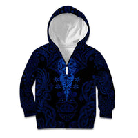 Vikings Skull Kid Hoodie with Horned Helmet, Blue Axes and Runes Norse Warrior Tribute - Wonder Print Shop