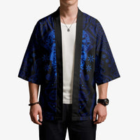 Vikings Skull Kimono with Horned Helmet, Blue Axes and Runes Norse Warrior Tribute - Wonder Print Shop